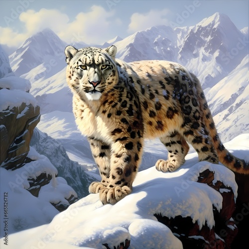 A white Snow leopard lies with piercing yellow eyes