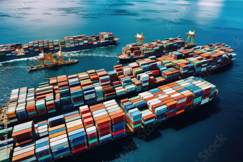 Global Shipping and Export Operations: An Aerial View of Containers and Cargo Movement at a Port