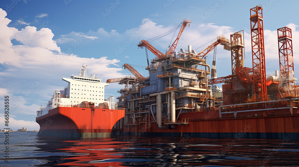 oil and gas tanker with blue cloudy sky. 3 d illustration