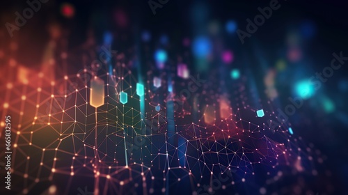 Big data abstract background. Technology network concept. Futuristic global database visualization. photo