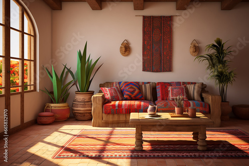 Beautiful ethno-style living room, retro-old living room, different conceptual style, different kind of living room object, interior style © Nicolae G Talmach