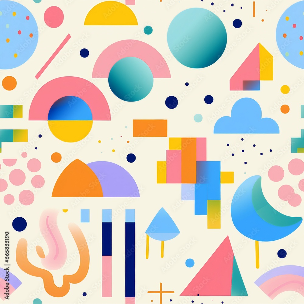 Geometric Rainbows and Shapes Pattern Geometric Rainbows and Shapes Pattern
