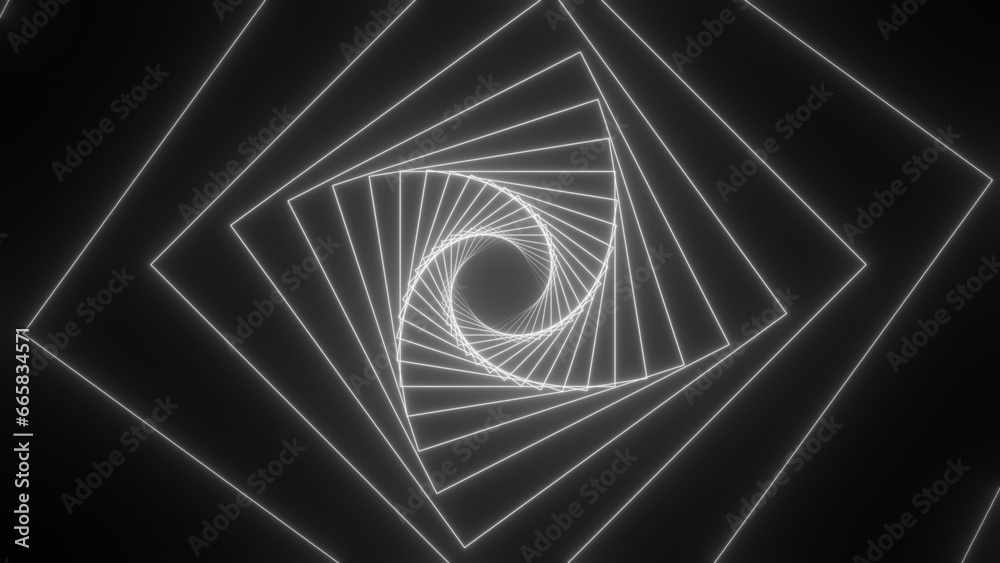 Naklejka premium Travel through abstract neon tunnel. Glowing colorful background.