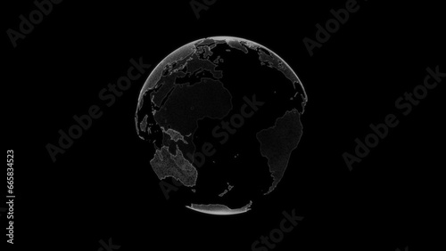 World globe from particles. HUD. Digital planet Earth. Abstract world map