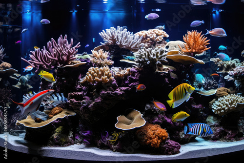 A panoramic view of a coral reef ecosystem  showcasing a rich tapestry of colorful fish  swaying coral  and underwater flora  presenting the biodiversity and wonder of the underwater world