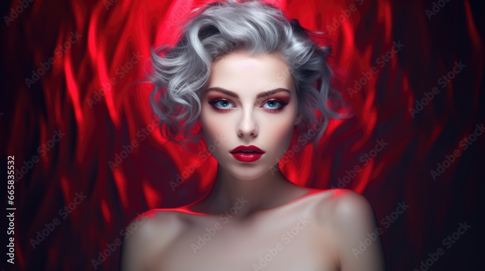 Studio portrait of a beautiful young woman with beautiful makeup on a plain background. Style, fashion and beauty concept Studio portrait of a beautiful young woman with beautiful makeup on a plain background. Style, fashion and beauty concept