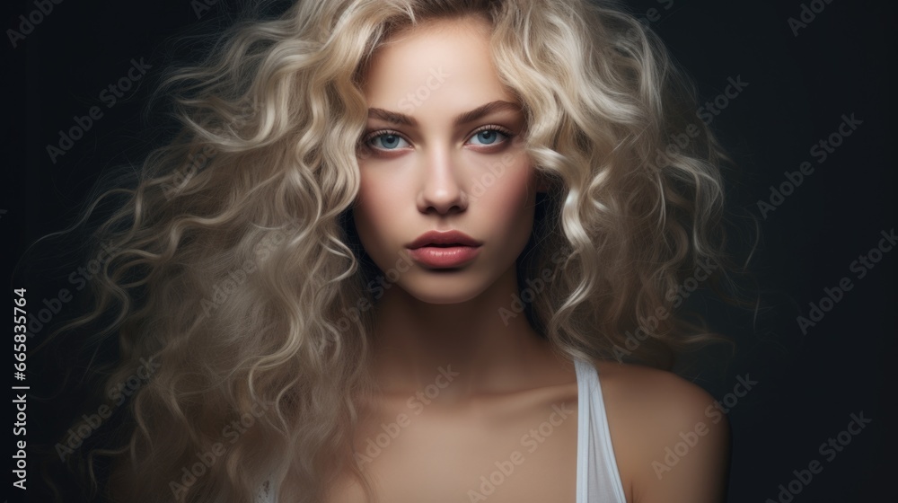 Studio portrait of a beautiful young woman with beautiful makeup on a plain background. Style, fashion and beauty concept