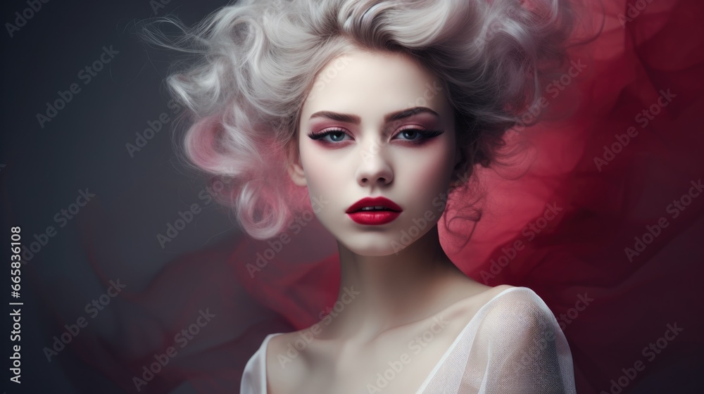 Portrait of a beautiful young woman with beautiful makeup. Style, fashion and beauty concept Portrait of a beautiful young woman with beautiful makeup. Style, fashion and beauty concept