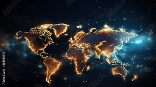 World map with graph in futuristic concept suitable for financial investment or Economic trends business idea and all art work design. Abstract finance background