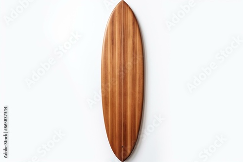 Isolated vintage wooden longboard surfboard for object. Generative AI