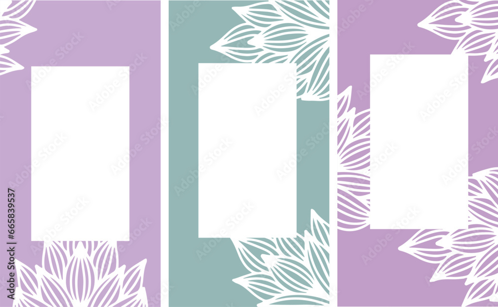 Set of four vector pre-made cards or posters in modern abstract style ...