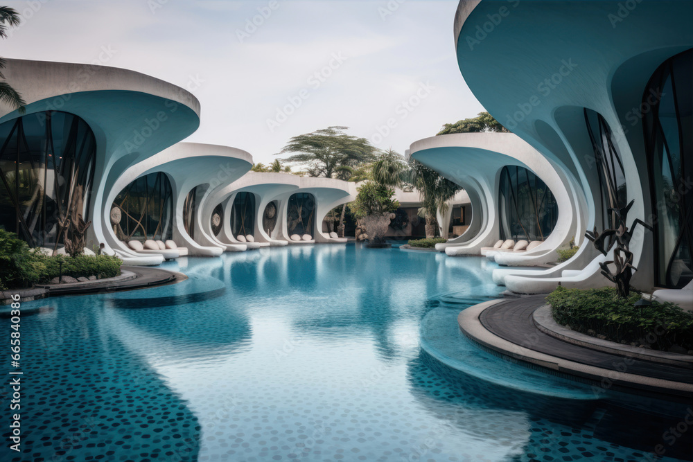 Beautiful luxury swimming pool in hotel resort