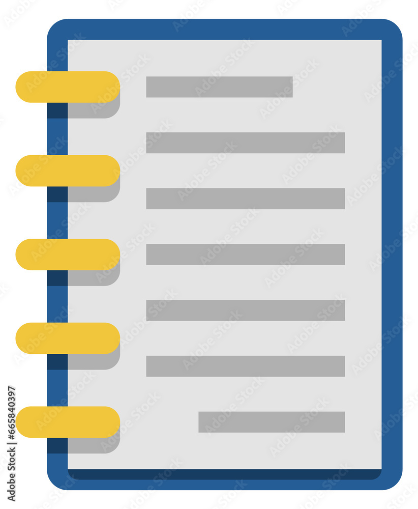 Textbook icon. Notebook paper page color symbol