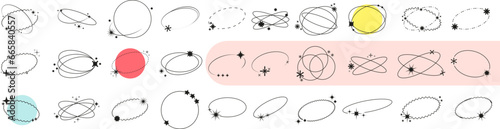 aesthetic y2k frame elements set. Arches and circles with aura effect including heart, butterfly, star symbols. Stock vector illustration in simple 2000s style isolated on white background