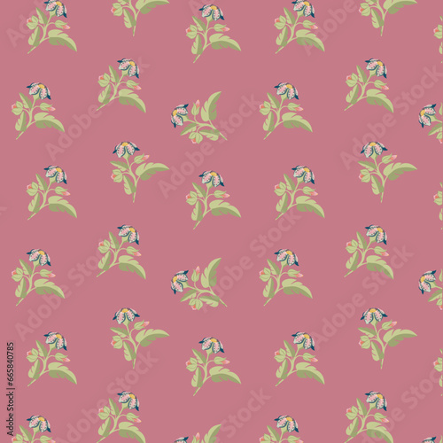 A pattern of cute stylized flowers and leaves