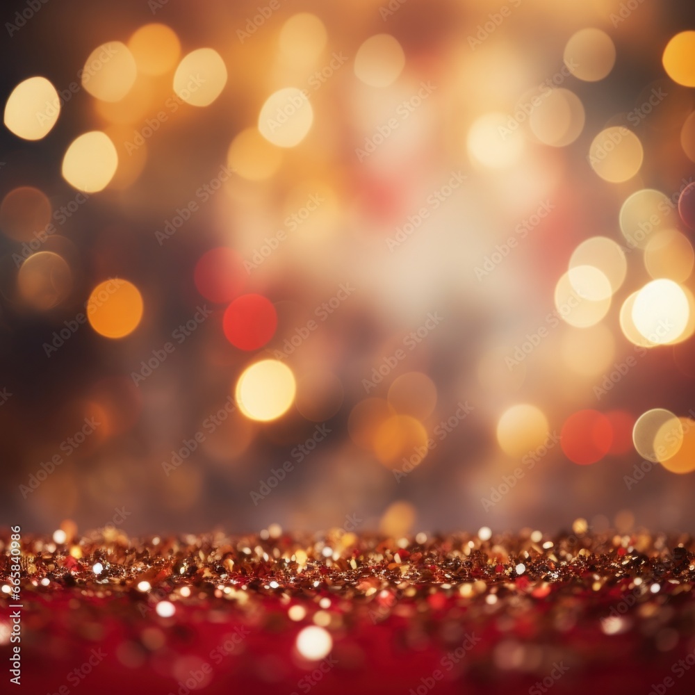 Celebrate the New Year with a Red and Gold Abstract Bokeh Background with copy space