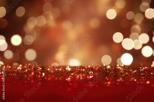 Celebrate the New Year with a Red and Gold Abstract Bokeh Background with cop...