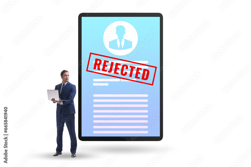Man receiving rejection notice on his cv Man receiving rejection notice on his cv