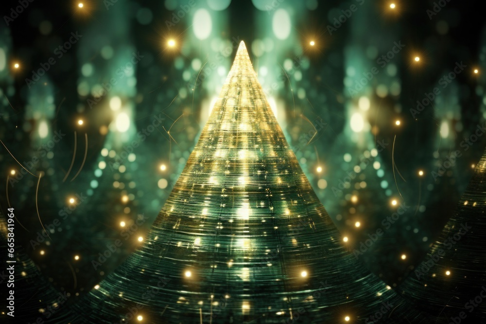 Christmas tree with glowing lights in the forest Christmas tree with glowing lights in the forest
