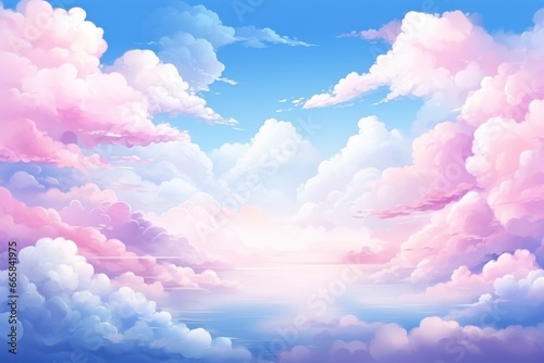 Blue and pink cloudy sky with white stars