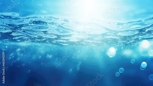 Nature Background with Blue Water and Sunlight