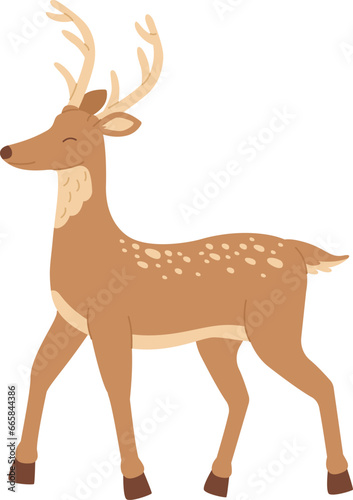 Cute Christmas deer. Stock vector illustration isolated on white background