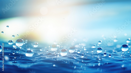 Blurred Water Surface with Bubbles and Splashes