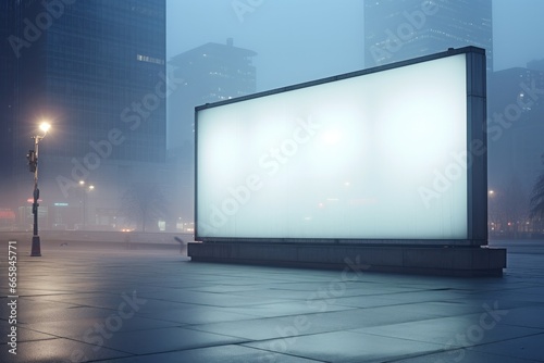 Capture Attention with This Modern Blank Billboard Mockup on a Busy Urban Street, Ideal for Displaying Your Marketing Message at Night