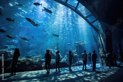 Explore the Beautiful Underwater World , Where a Diverse Array of Marine Life Thrives in a Captivating Underwater Tunnel
