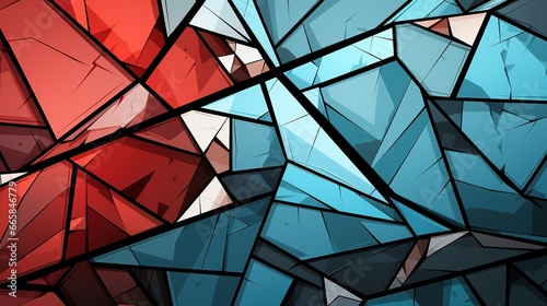 a red and blue stained glass background. Fantasy concept   Illustration painting.