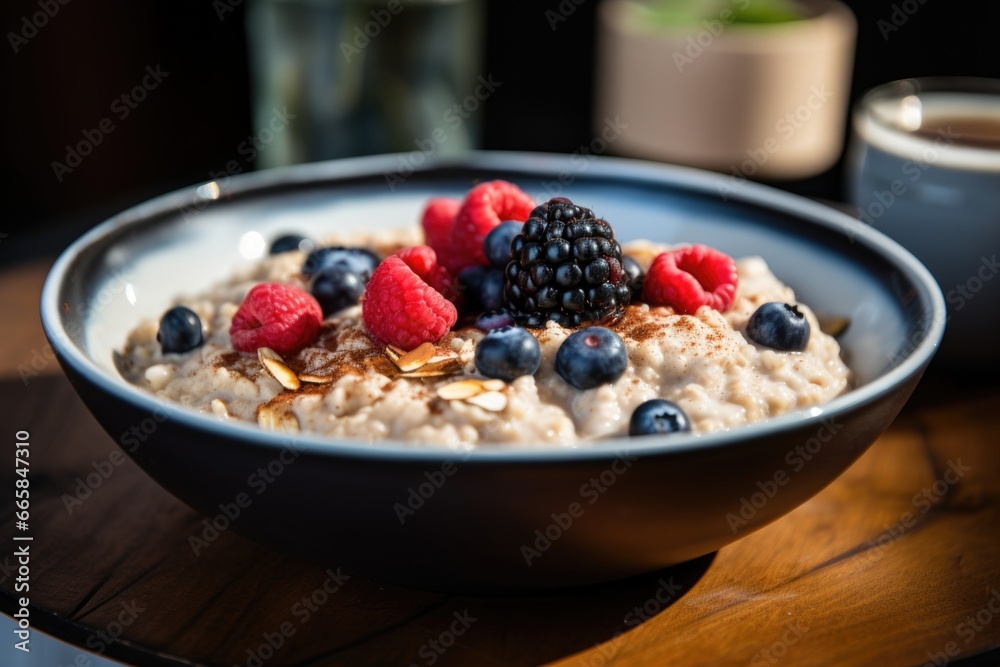 Wholesome Oatmeal Bowl Topped with Fresh Fruit Medley Wholesome Oatmeal Bowl Topped with Fresh Fruit Medley