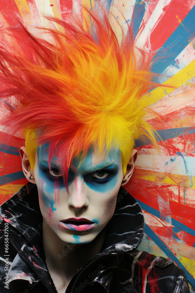 Fototapeta premium Colorful street punk fashion. 80s, fashion and music concept.