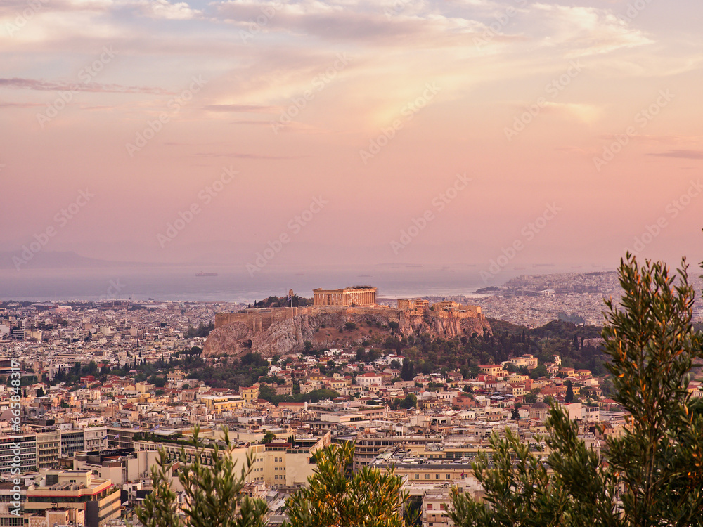 Athens cityscape Acropolis aerial view, Greece