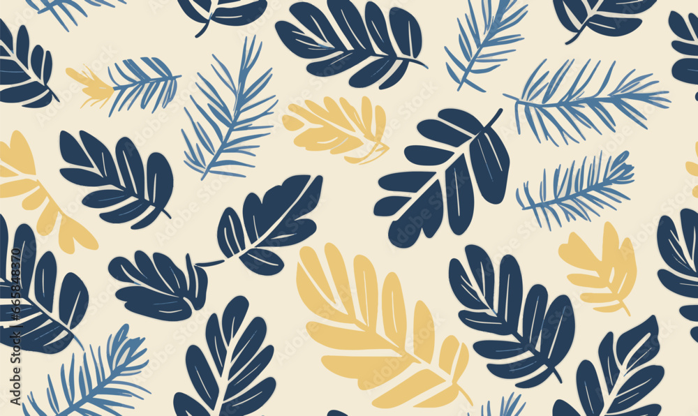 Fototapeta premium Floral pattern made from abstract organic leaf shapes. Seamless modern pattern