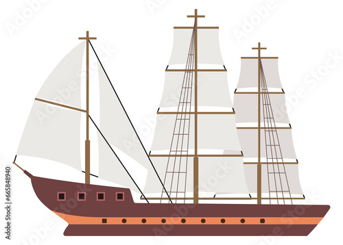 Stampa su tela Old sailing ship icon. Vintage galleon yacht