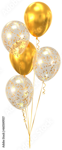 Gold and transparent party balloons