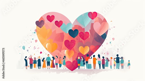 Illustration of a loving and caring community. Diversity, equality and peace concept.
