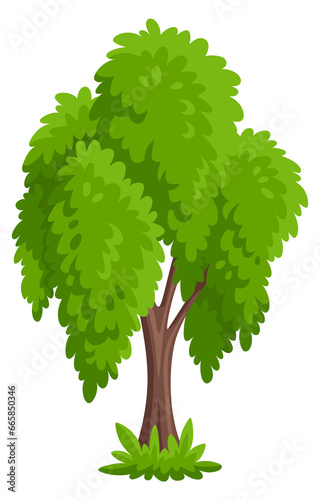 Cartoon tree. Green forest plant. Landscape element