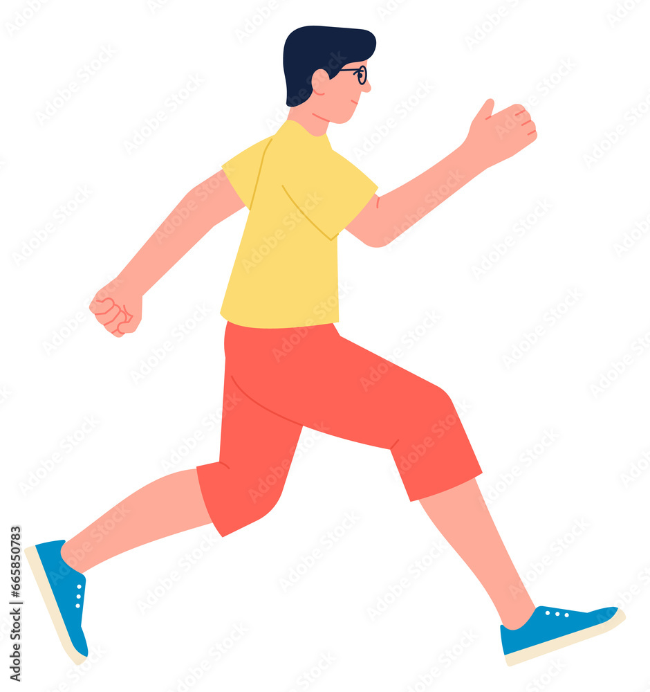 Active person training. Healthy man in sportswear running