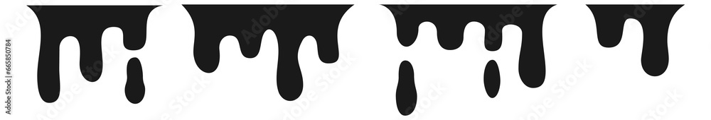 Dripping horizontal border. Black ink fluid drops Dripping horizontal border. Black ink fluid drops