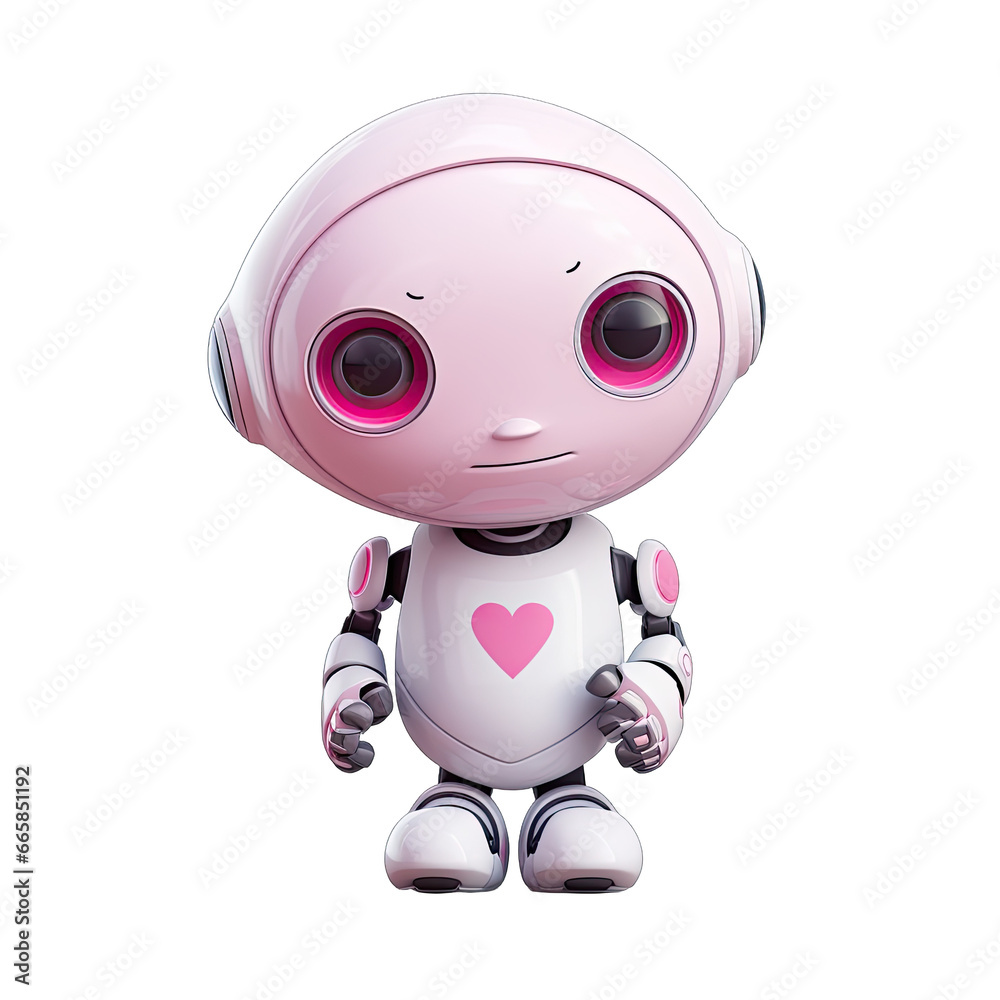 Fototapeta premium Charming Semi-AI Figure Portrait Isolated on a Transparent Background