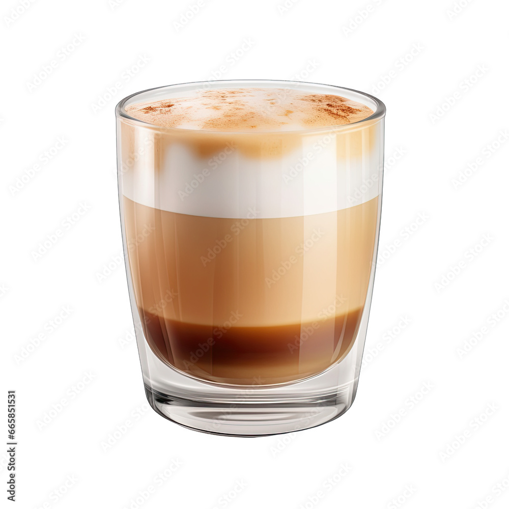 Small Glass of Macchiato with Milk Foam Isolated on a Transparent Background Small Glass of Macchiato with Milk Foam Isolated on a Transparent Background