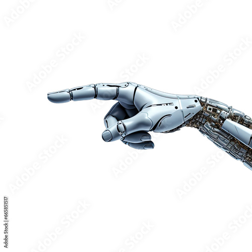 Robotic Hand pointing Isolated on a Transparent Background