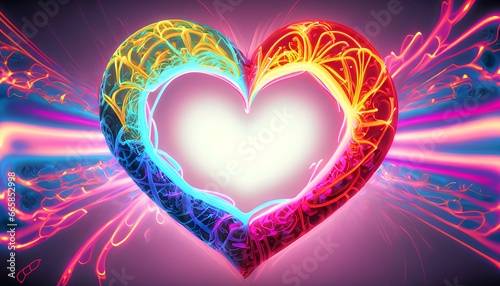 abstract fractal background with colored hearts