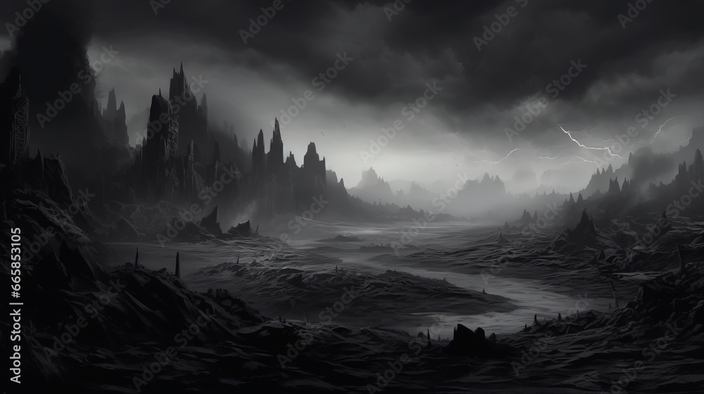 Obraz premium monochrome nature background, concept; minimalism or depression, 16:9, copy space