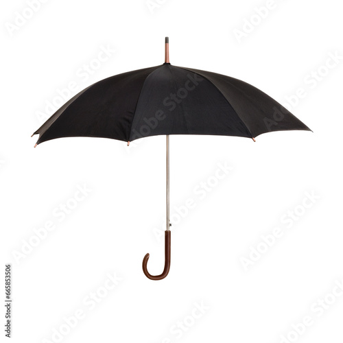 black men's open umbrella isolated on white background