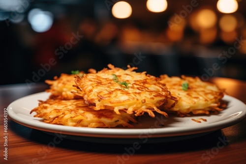 Crispy Golden Hash Browns Served on a Plate