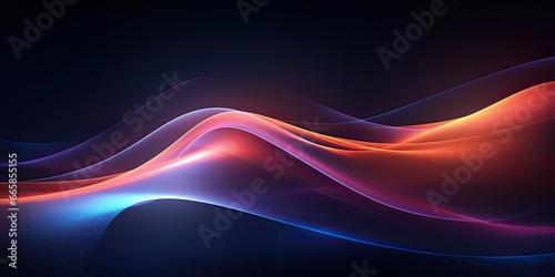 Glowing, colorful waves with dark background. Abstract wavy background.