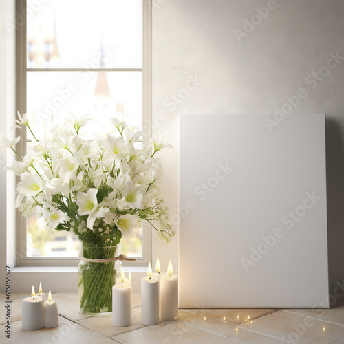 tela con fiori bianchi photo