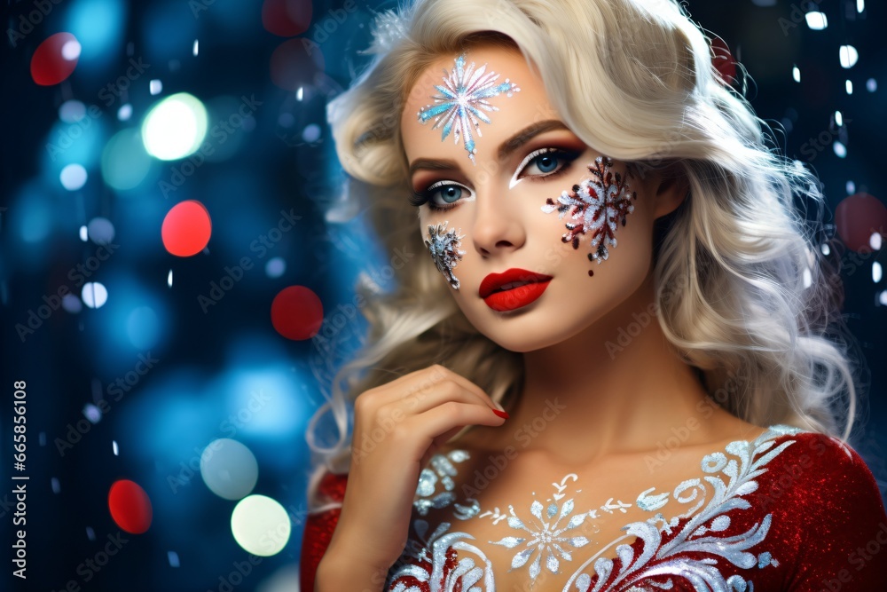 Obraz premium A beautiful woman with painting on her face
